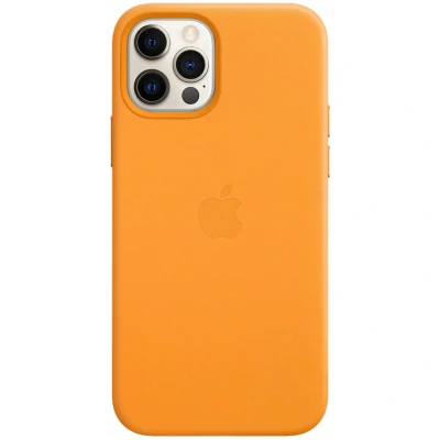 Abbildung von Apple iPhone 12 Pro Hülle MagSafe Echtleder Original Hard Case/Backcover Handyhülle Gelb