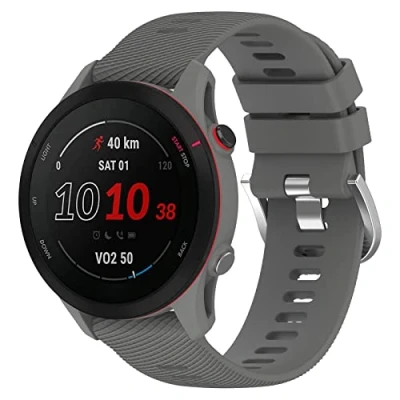 Abbildung von Yikamosi Kompatibel mit Garmin Forerunner 255 Armband,22MM Schnellverschluss Weiches Silikon rostfreiem Metallverschluss Ersatzbänder für 255/Venu 2,Dunkelgrau