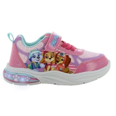 Abbildung von Leomil PAW Patrol Schuhe für Mädchen (2 7 Jahre), Sneaker mit Skye &amp; Liberty Everest Motiv, Klettverschluss, LED Leuchten bei jedem Schritt, ideal for Schule und Freizeit, Pink, Größe 28 EU