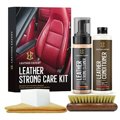 Abbildung von Leather Expert Reinigungsset und Lederpflege, Reiniger Pflege Autositz 200ml/250ml Sofa, Ledercouch Schuhe