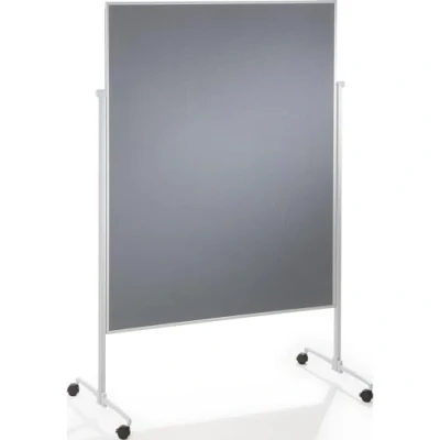 Abbildung von magnetoplan Moderationstafel einteilig Filz mit einklappbaren Standfüßen, inklusiv feststellbare Laufrollen, 120 x 150 cm, grau