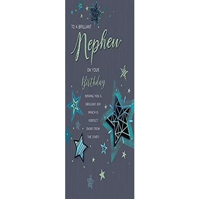 Abbildung von Piccadilly Greetings Regal Publishing Moderne Geburtstagskarte für Neffe, Schwarz, Grün, Blau, 22,9 x 15,2 cm