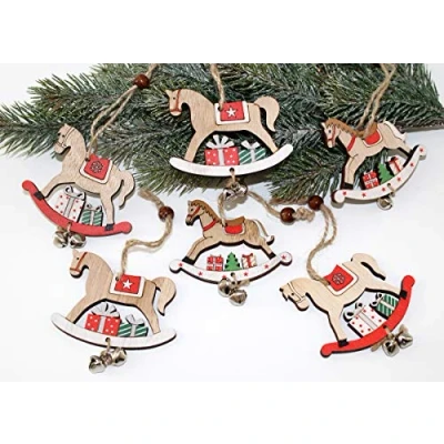 Abbildung von LB H&amp;F Lilienburg Christbaumschmuck 6er SET Schaukelpferd Christbaumanhänger