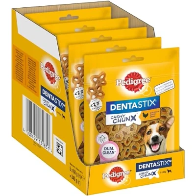Abbildung von Pedigree Dentastix Chewy Chunx Zahnpflegesnacks für kleine Hunde von 5 15 kg, mit Huhn, Packungen (5 x 68 g)