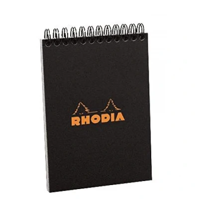 Abbildung von Rhodia 165009C Notizblock (mit Doppelspirale, DIN A5, kariert, 80 g, 14,8 x 21 cm, Blatt) 1 Stück schwarz