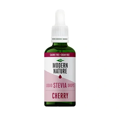 Abbildung von Modern Nature Kirsch Stevia Flüssig Flavour Drops Zucker Süßstoff Liquid Aroma Geschmacks Tropfen Sirup Zuckerfrei Ohne Kalorien Alternative Süßungsmittel für Wasser 50ml