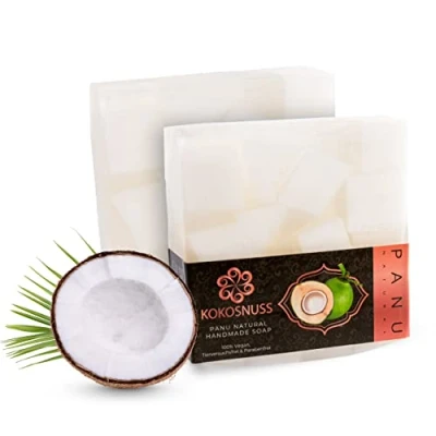 Abbildung von Panu Seifen Kokosnuss Vegane Duschseife für alle Hauttypen Naturseife als festes Duschgel und Shampoo Premium Soap Bar Natürlicher Duschbrocken