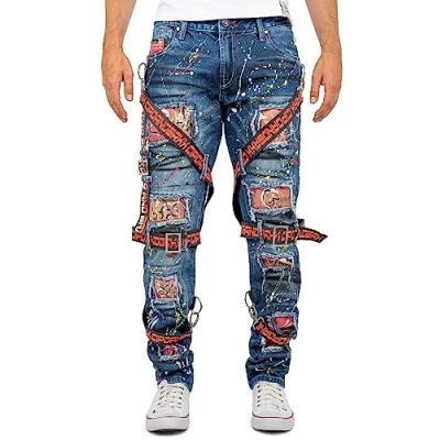 Abbildung von Cipo &amp; Baxx 5 Pocket Jeans Bunte Hose BA CD716 Blau W38/L32 (1 tlg)