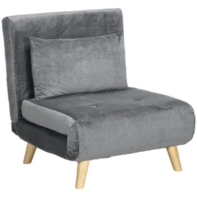 Abbildung von HOMCOM Sessel Schlafsessel Schlafsofa mit Kissen (Klappsessel, 1 St., Einzelsofa), bis 125 kg Belastbar für Wohnzimmer, Grau