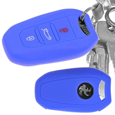 Abbildung von Auto Schlüssel Hülle Silikon Schutz Cover Blau für Citroen C4 DS4 DS6 DS5 DS7 Peugeot 208 508 2008 4008
