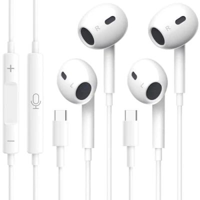 Abbildung von 2Pack USB C Kopfhörer,HiFi Stereo In Ear Kopfhörer mit Noise Isolating,Integriertem Mikrofon&amp;Lautstärkeregler Kompatibel i Phone 16/15/Plus/Pro Max,Galaxy S24/S23/Ultra/A53,i Pad Pro,Pixel 7/6 etc