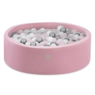 Abbildung von MISIOO Smart Bällebad Kinder für Baby Zimmer 150 Bälle Spielzeug Maschinenwaschbar Öko Tex 90 x 30 cm Rosa Rosa/Weiß/Silber