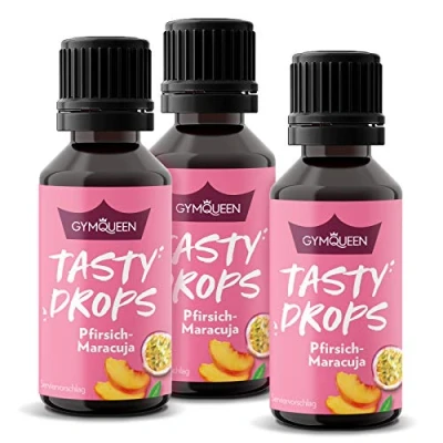 Abbildung von GymQueen Tasty Drops, Pfirsich Maracuja, 3x30ml, Flavour Drops ohne Kalorien