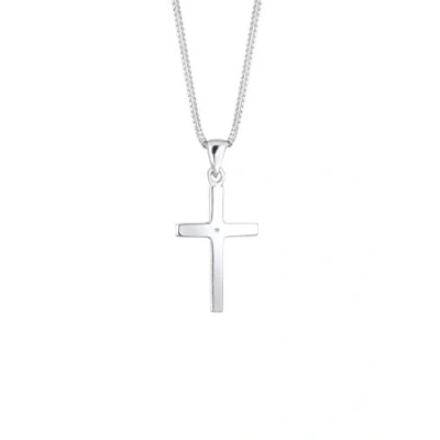 Abbildung von Elli DIAMONDS Kette mit Anhänger Kreuz Glaube Diamant (0.005 ct) Basic 925 Silber,