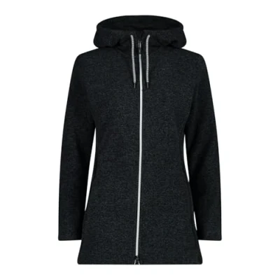 Abbildung von CMP Knit Tech Damen Fleece Jacke mit fester Kapuze, Schwarz, 42