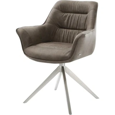 Abbildung von Drehstuhl Kaira Flex Mikrofaser Taupe Vintage Kreuzgestell breit Edelstahl 360 drehbar Wippfunktion