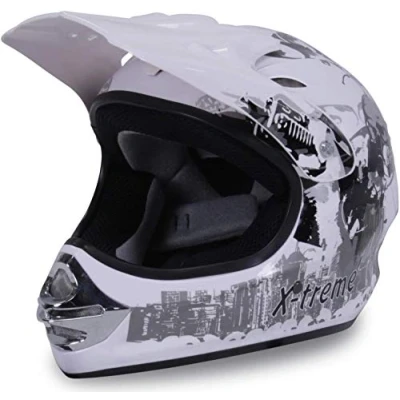 Abbildung von Actionbikes Motors Motorradhelm X Treme Kinder Cross Helme Sturzhelm Schutzhelm Helm für Motorrad Kinderquad und Crossbike (Weiß, XL)