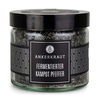 Abbildung von Ankerkraut Fermentierter Kampot Pfeffer, 150g im Tiegel, Finisher für Salat, Steak, Fleisch, Gemüse, Premium Qualität