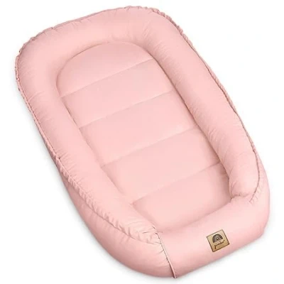 Abbildung von PIMKO Babynest Babynestchen für Baby Kuschelnest 2 seitig Babykokon Säuglinge und Neugeborene 100% Baumwolle Nestchen geeignet Zuhause 55 x 90 cm (Rosa mit klappe)