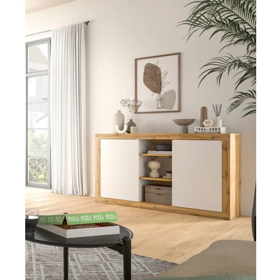 Abbildung von INOSIGN Sideboard &quot;Trinity, Breite 130 cm, 2 türig, 3 offene Fächer, grifflose Fronten&quot;, Anrichte, Kommode, Schrank, Stauraumschrank