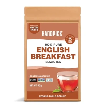Abbildung von HANDPICK, Englisches Frühstück Schwarztee (25 Schwarzer Tee Beutel) Umweltbewusste Englischer Beutel Aufbrühen Frühstücks Tee/English Breakfast Tea &amp; Kombucha Schwarzen