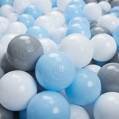 Abbildung von KiddyMoon Kinder Bälle Für Bällebad Baby Spielbälle Plastikbälle ∅7Cm Made In EU, Grau/Weiß/Babyblau,700 Bälle/7Cm