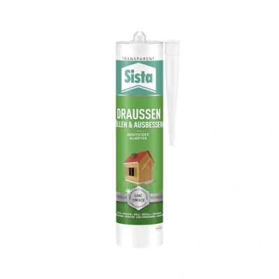 Abbildung von SISTA Pattex DRAUSSEN Füllen &amp; Ausbessern, transparenter Polymer Dichtstoff für den Außenbereich, wetterfestes Abdichten mit überstreichbarem Fugenfüller, 1x280ml Kartusche
