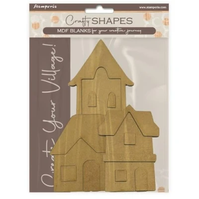 Abbildung von Stamperia MDF Crafty Shapes Blanks Silent Sea Village House Landscape (15pcs) (KLSM46)