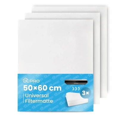 Abbildung von DL pro Filtermatte Vlies 3er Pack 50x60cm zuschneidbar Fettfilter Filter für Dunstabzugshaube Abzugshaube Dunstabzug universell einsetzbar fusselfrei Vliesfilter Luftfiltermatte