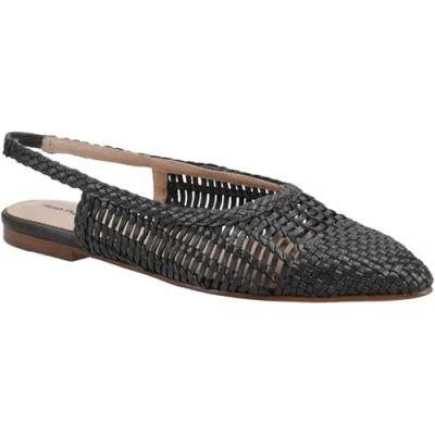Abbildung von Hush Puppies Dalia Geflochtene Leder Damen Schwarz Flats