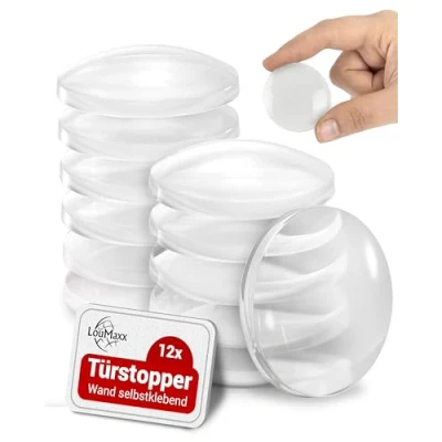 Abbildung von LouMaxx Türstopper Wand Transparent 40mm 12er Set Gummipuffer selbstklebend kleben als Schutz für Wände, Türen und Möbel Wandschutz Türklinke Wandstopper