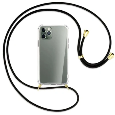 Abbildung von mtb more energy Handykette kompatibel mit Apple iPhone 11 Pro (5.8&#039;&#039;) schwarz/Gold Smartphone Hülle zum Umhängen Anti Shock Full TPU Case