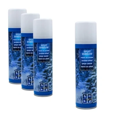 Abbildung von Weihnachts Schneespray 111 ml 4er Set Deko Kunstschnee zum sprühen Dekoschnee Schneefarbe Sprühschnee Fensterschnee Schnee Weihnachtsbaum Dekoration