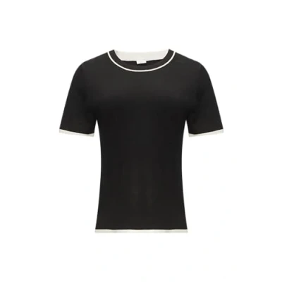 Abbildung von s.Oliver BLACK LABEL Strickpullover Kurzarmpullover mit Kontrast Detail Details
