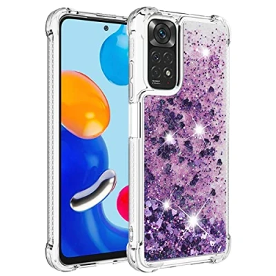 Abbildung von KBIKO zxl Kompatibel mit Hülle Xiaomi Redmi Note 11 4G Glitzer Handyhülle, Glitter Flüssig Treibsand Case Silikon TPU Bumper Schutzhülle Mädchen Frauen für 11S.Purple YBL
