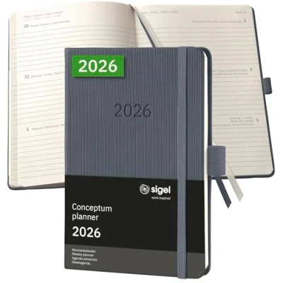 Abbildung von Sigel Wochenkalender Conceptum ca. A6 Hardcover dunkelgrau 2026