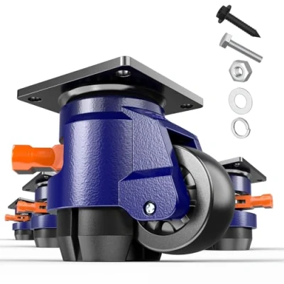 Abbildung von KOSTANZO Premium Nivellierrolle Schwerlastrolle mit Ratschengriff Gesamtkapazität 1000kg Gesamthöhe 107 114 mm Industrierollen für Werkbank