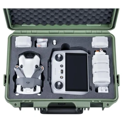 Abbildung von Lykus Titan MM410 Wasserdicht Tasche/Koffer/Case (Grün) für DJI Mini 4 Pro/Mini 3/Pro und RC 2/RC/RC N2/N1, Unterstützung 7 Akkus Gurt [NUR Koffer]