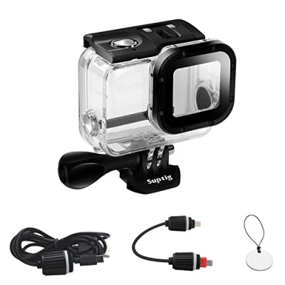 Abbildung von Suptig Schutzhülle, wasserdichte Hülle, Unterwasserhülle, Ladekoffer, Tauchgehäuse, kompatibel mit GoPro Hero 7 Black, 6, 5, 2018 wasserdicht 50 Meter