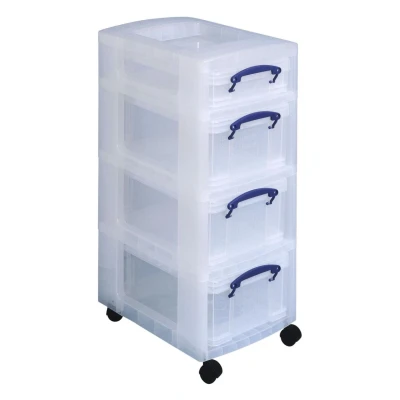 Abbildung von Really Useful Box Aufbewahrungsbox 1x 4,0 l + 3x 9,0 30,0 x 42,0 73,0 cm transparent