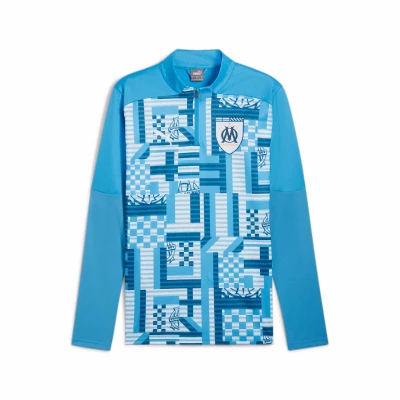 Abbildung von Puma Olympique Marseille Prematch 1/4 ZIP Vereinsmannschaften, Herren, Größe: Medium, Bleu azur/ocean tropic