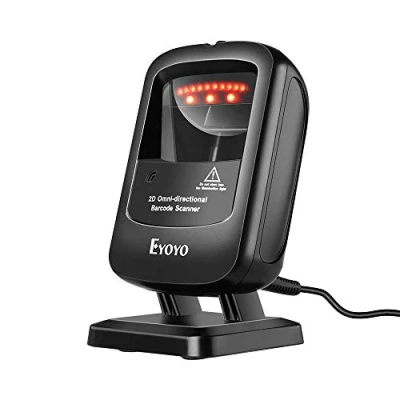 Abbildung von Eyoyo 1D 2D Desktop Barcode Scanner, omnidirektionaler Freisprecheinrichtung USB Kabelgebundener Lesegerät, Erfassung von Barcodes vom Handy Bildschirm, automatische Bilderkennung