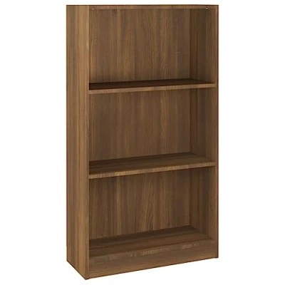 Abbildung von vidaXL Bücherregal mit 3 Fächern Standregal Regal Aktenregal Wandregal Aufbewahrung Bücherschrank Braun Eichen Optik 60x24x109cm Holzwerkstoff