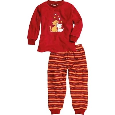 Abbildung von Playshoes Schlafanzug Frottee Katzen Unisex Kinder,Rot,86