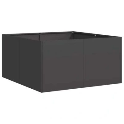 Abbildung von vidaXL Pflanzkübel Schwarz 80x80x40 cm Kaltgewalzter Stahl, Pflanzschale, Garten Pflanzkübel, Outdoor Pflanzgefäß, Hochbeet, Pflanzgefäß