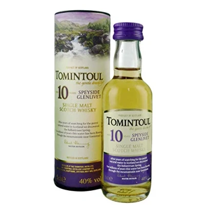 Abbildung von Tomintoul 10 Years Old Single Malt Scotch Whisky 40% Vol. 0,05l in Geschenkbox