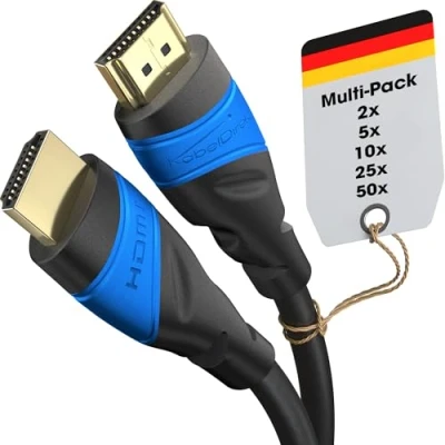 Abbildung von KabelDirekt 2x 8K/4K HDMI Kabel 3 m 8K@60Hz (Extra Kupfer für schnelles Ultra HD, 4K@120Hz/8K@60Hz kompatibel mit 2.0, High Speed Ethernet, Blu ray/PS5/Xbox Series X/Switch, schwarz)