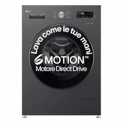 Abbildung von LG F4NX1009NMB Waschmaschine 9 kg Frontlader Serie X1, Klasse A, 1400 Umdrehungen, Wi Fi, 6 Motion Direct Drive, Dampfwäsche, Allergy Care, freistehend, Middle Black