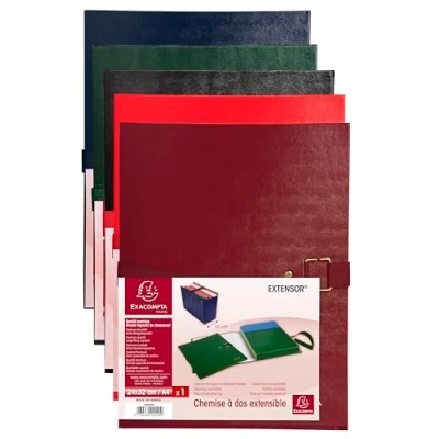 Abbildung von Exacompta 22090E 10er Pack Sammelmappe Extensor mit dehnbahrem Rücken Verschlusslasche farbig sortiert