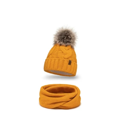 Abbildung von Vivisence 7014 Beanie AND LOOP Scarf SET Schlauchschal, Damen, Größe: One Size, Honey